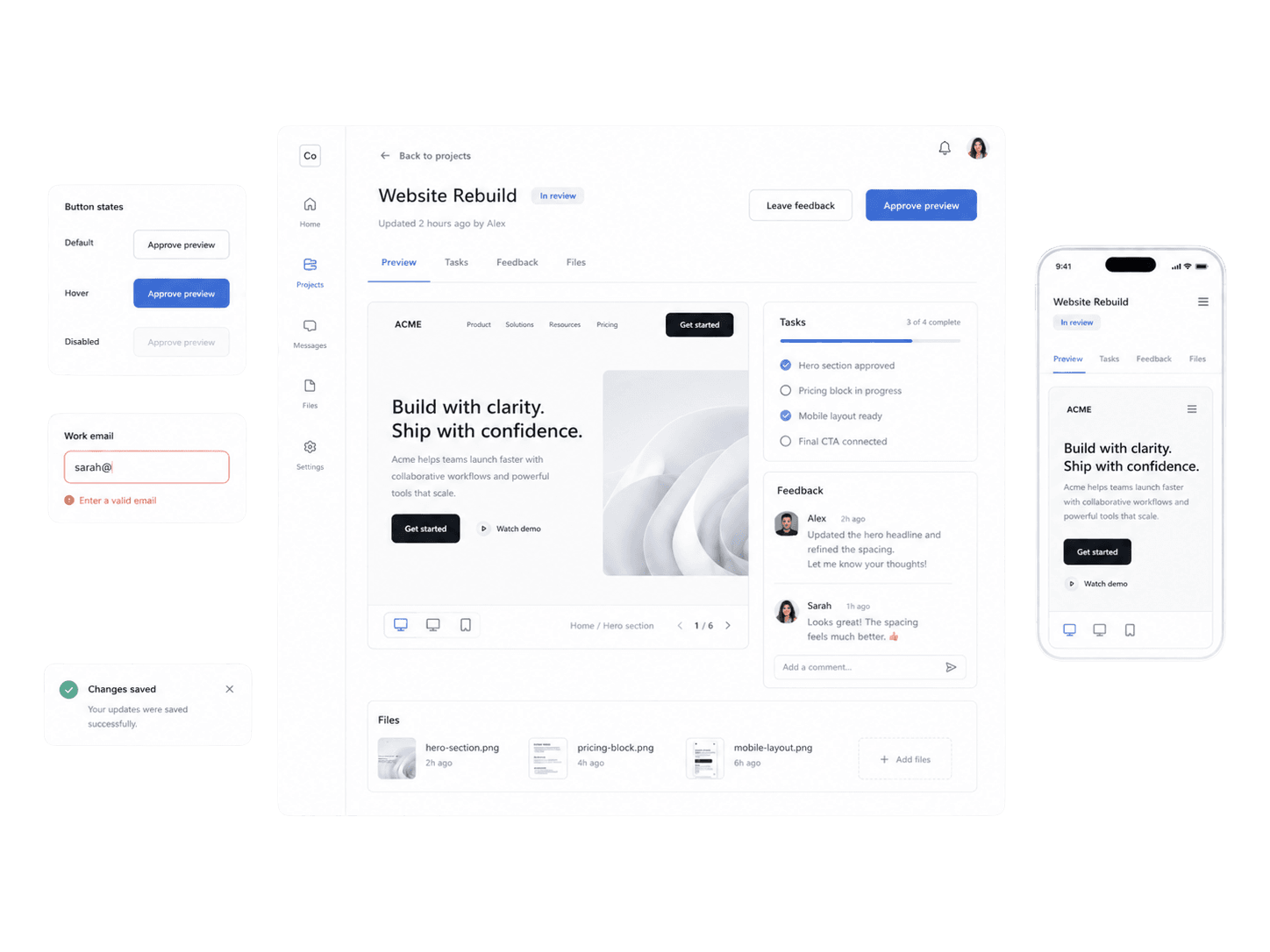 Pulse SaaS dashboard and mobile UI design mockup